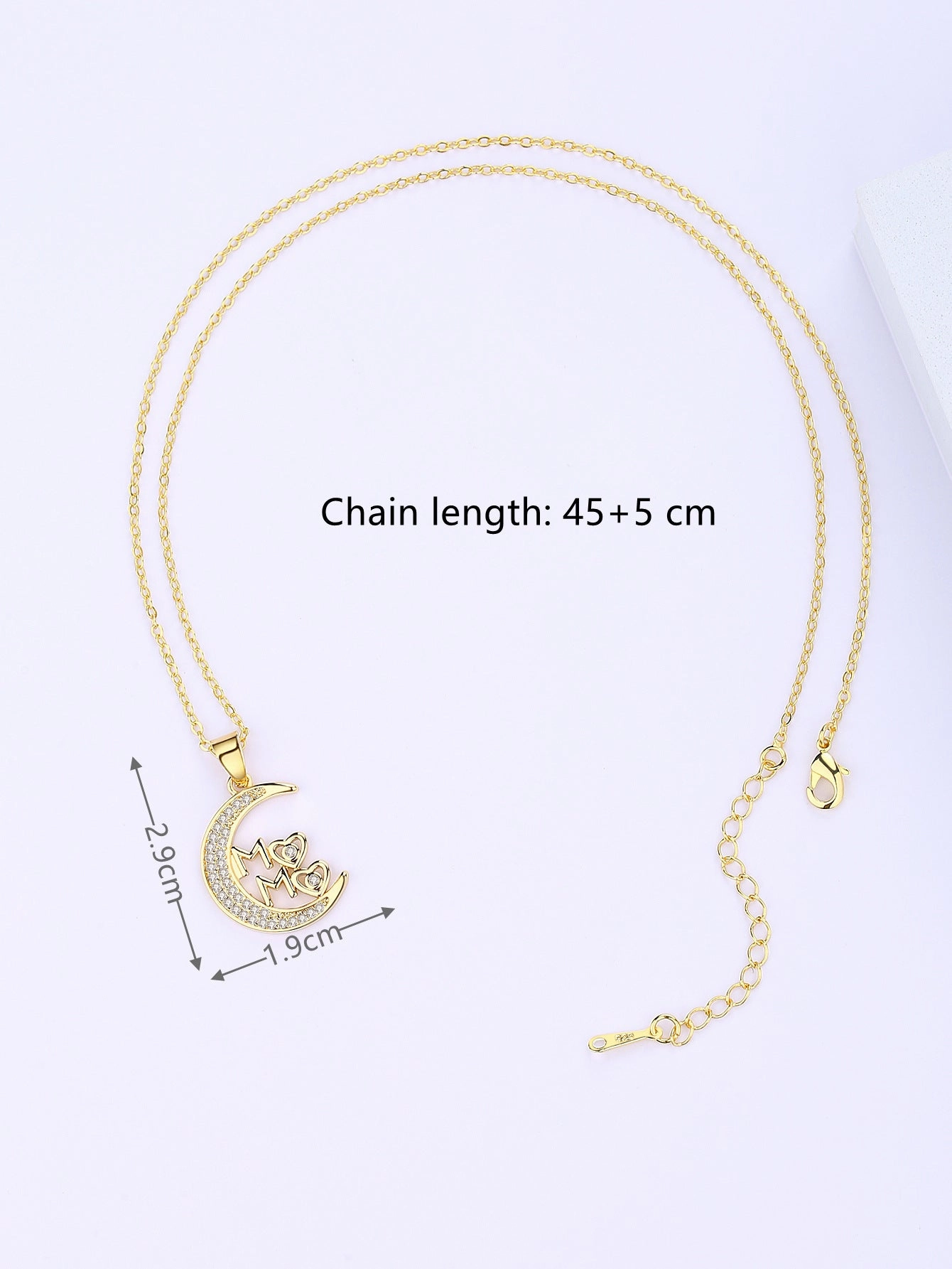Wholesale Mother's Day Gift Copper Zircon MAMA Pendant Moon Necklace