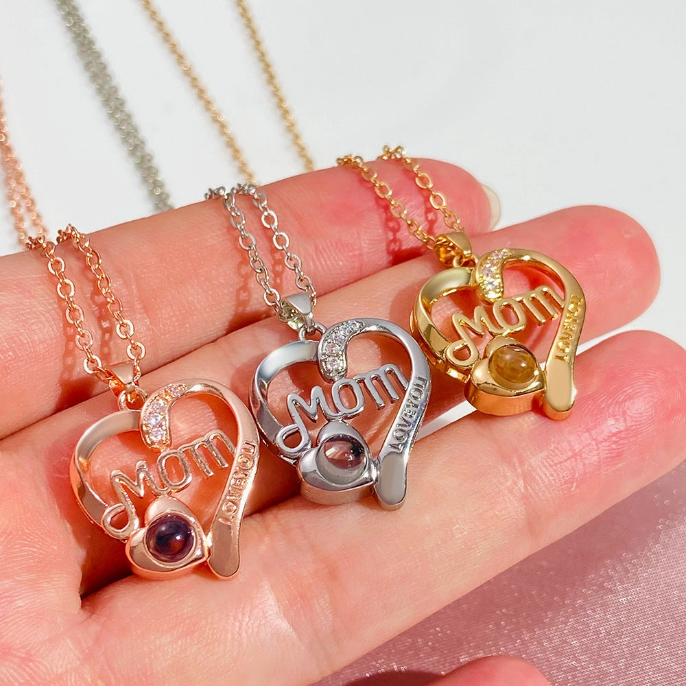 Wholesale mother's day gift MOM letter heart-shaped necklace