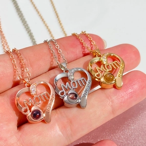 Wholesale mother's day gift MOM letter heart-shaped necklace