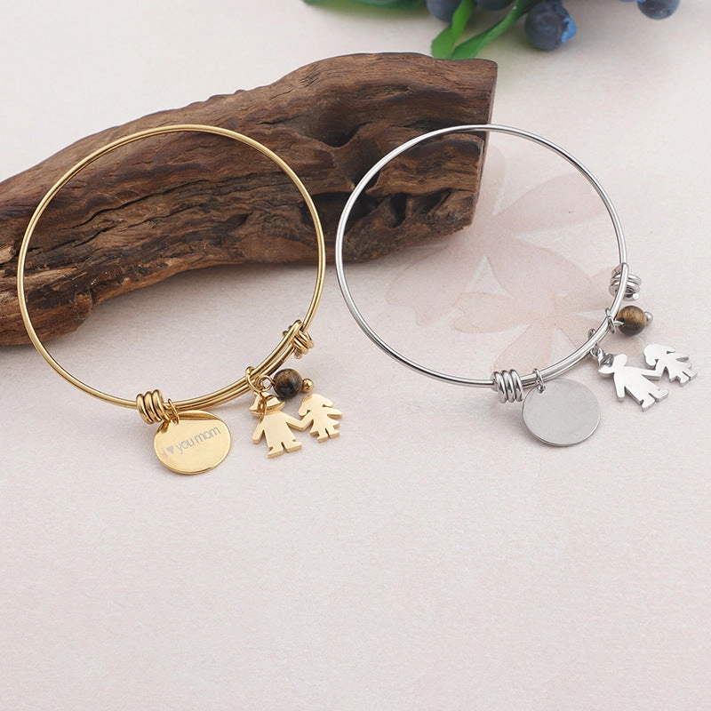 Wholesale Mother's Day Gift Simple  Creative Stainless Steel Bracelet