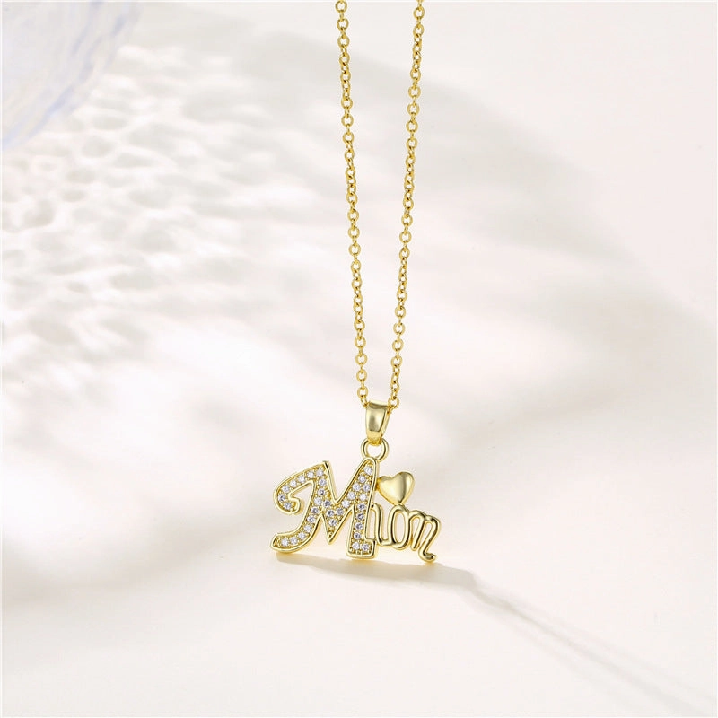 Wholesale Mother's Day Gift Stainless Steel Alphabet MOM Necklace