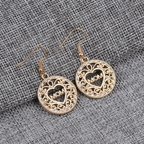Wholesale Mother's Day Heart Letter MOM Alloy Earrings