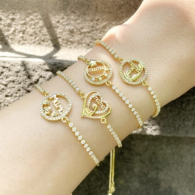 Wholesale Mother's Day Heart Round Copper Bracelet
