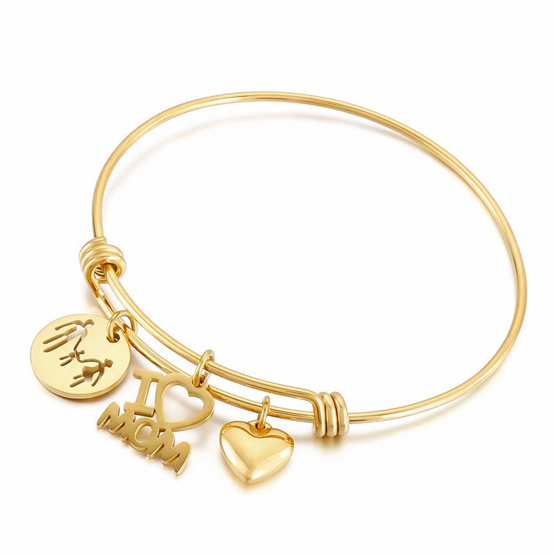 Wholesale Mother's Day Heart Shape Stainless Steel Bracelet