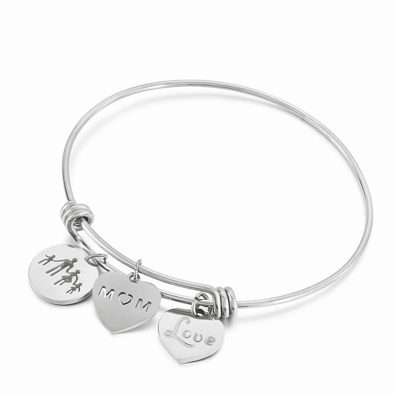 Wholesale Mother's Day Heart Shape Stainless Steel Bracelet