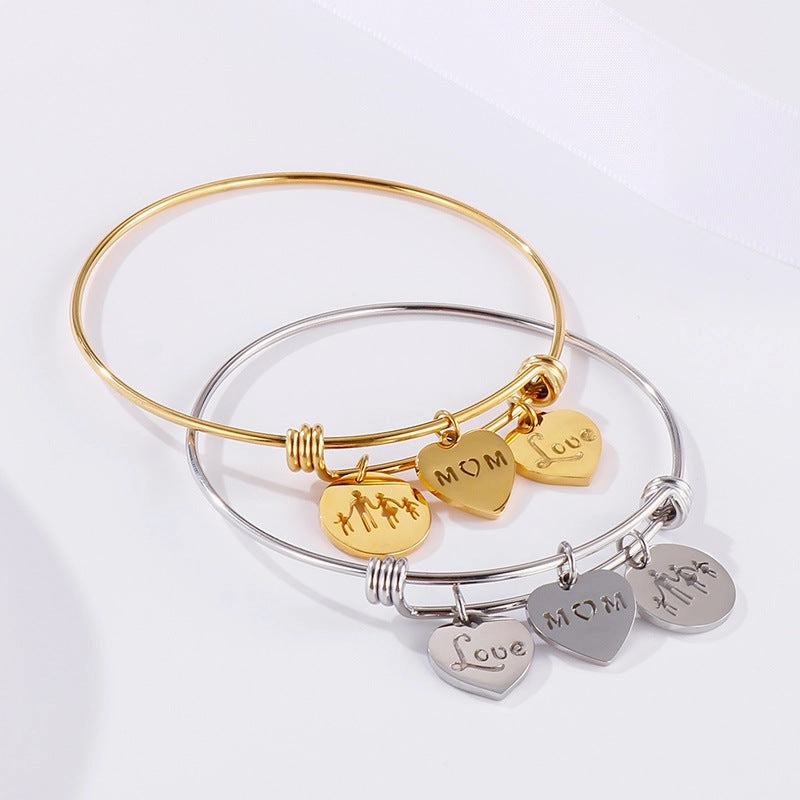 Wholesale Mother's Day Heart Shape Stainless Steel Bracelet