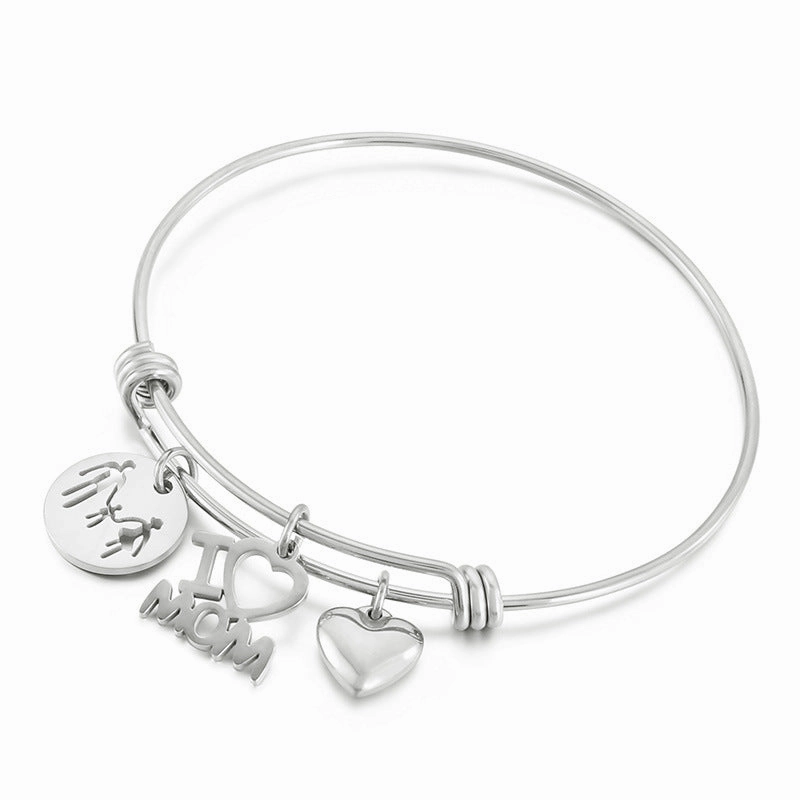 Wholesale Mother's Day Heart Shape Stainless Steel Bracelet