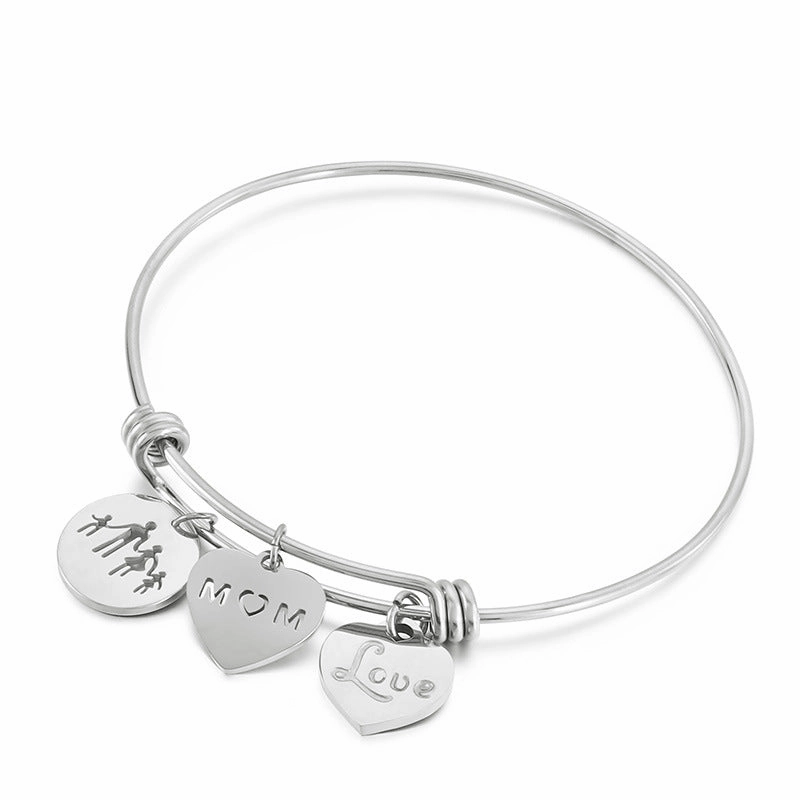 Wholesale Mother's Day Heart Shape Stainless Steel Bracelet