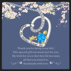 Wholesale Mother's Day Heart Shaped Mother and Child Turtle Inscription  Alloy Necklace
