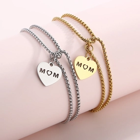 Wholesale Mother's Day Heart Stainless Steel Bracelet