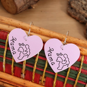 Wholesale Mother's Day Hearts Leather Earrings