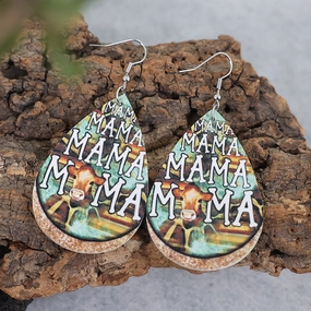 Wholesale Mother's Day Leopard Bull Head Alloy Earrings