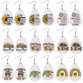 Wholesale Mother's Day Leopard Leather Earrings