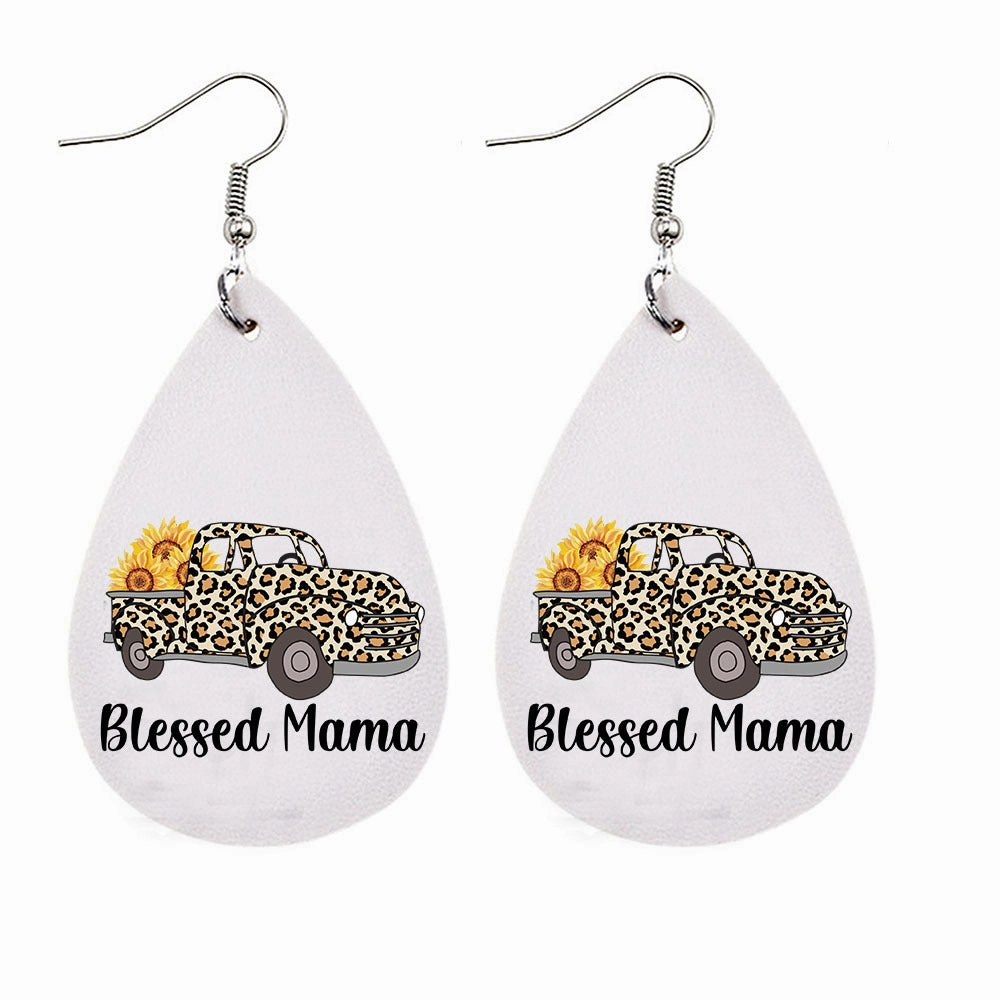 Wholesale Mother's Day Leopard Leather Earrings