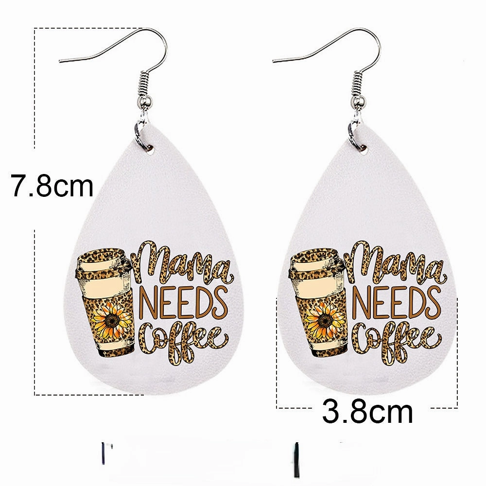 Wholesale Mother's Day Leopard Leather Earrings