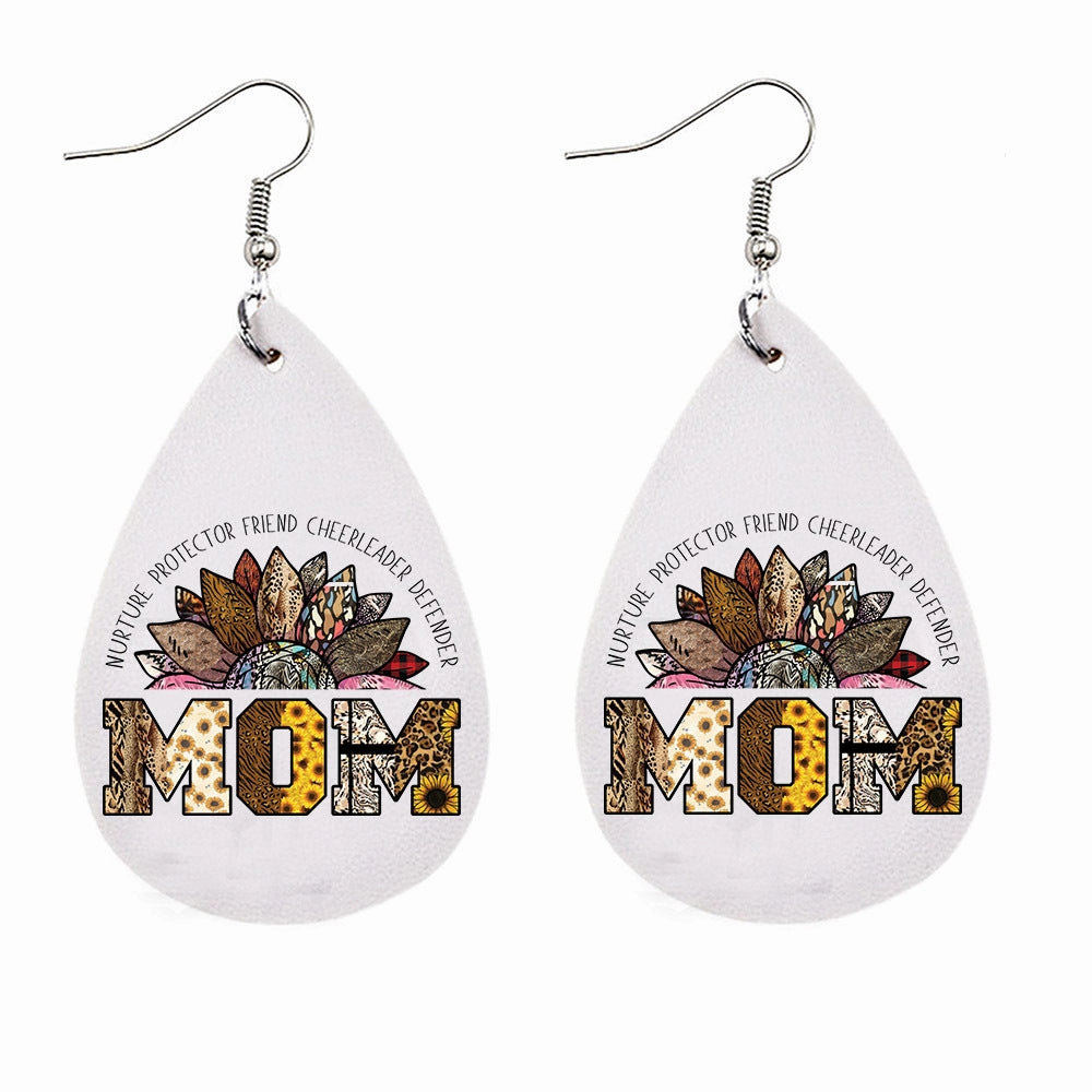 Wholesale Mother's Day Leopard Leather Earrings