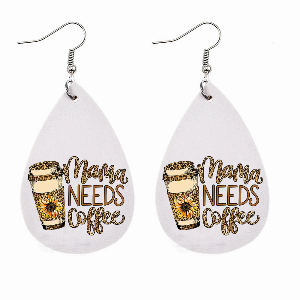 Wholesale Mother's Day Leopard Leather Earrings