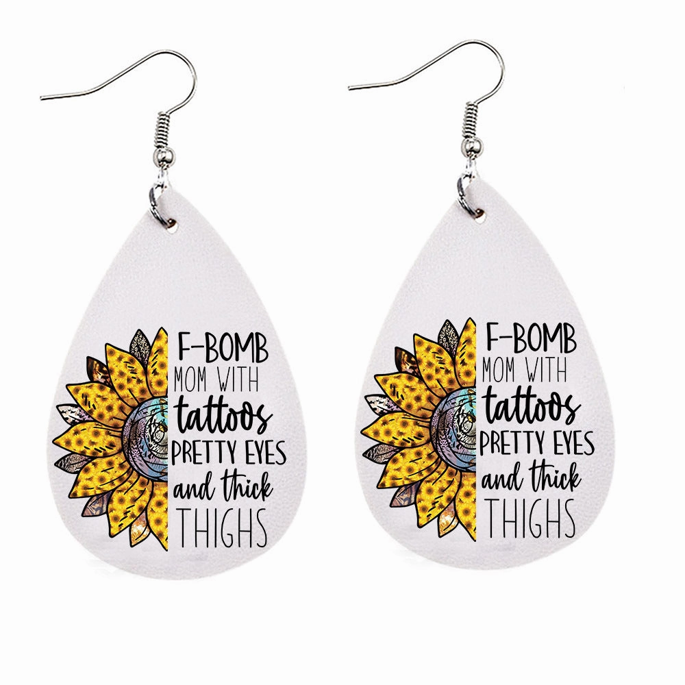 Wholesale Mother's Day Leopard Leather Earrings
