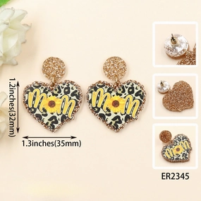 Wholesale Mother's Day Leopard Pattern Letter Acrylic Earrings