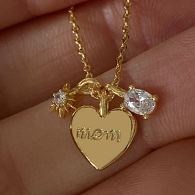 Wholesale Mother's Day Letter Mom Zircon Mama Necklace 18K Love Pendant