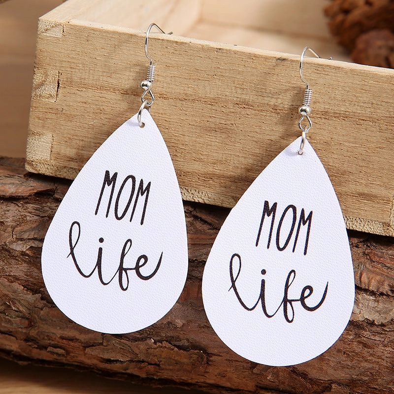 Wholesale Mother's Day Letters Leather Earrings