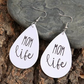 Wholesale Mother's Day Letters Leather Earrings