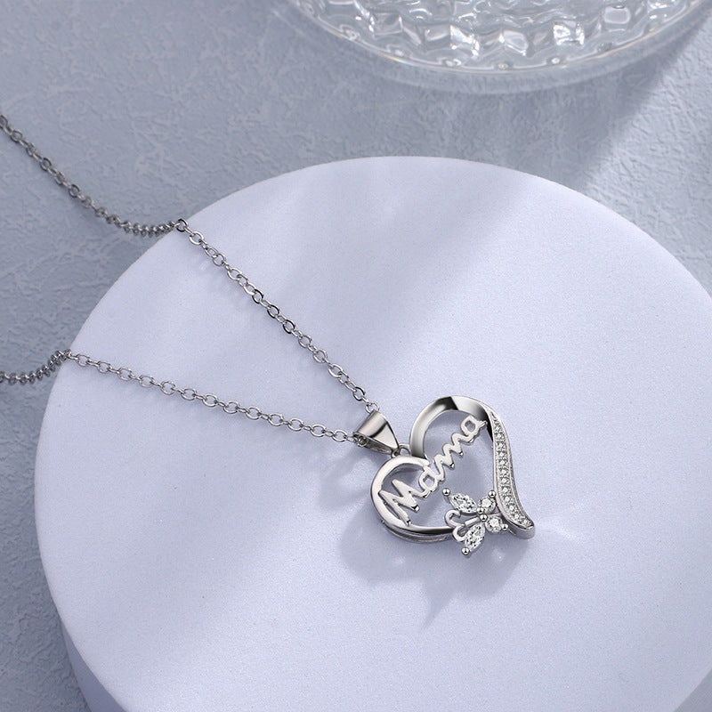 Wholesale Mother's Day Love Butterfly Diamond Bronze Necklace