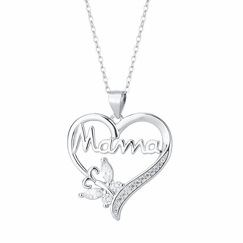 Wholesale Mother's Day Love Butterfly Diamond Bronze Necklace