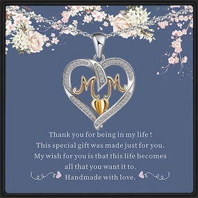 Wholesale Mother's Day Love MOM Diamond Set Alloy Necklaces