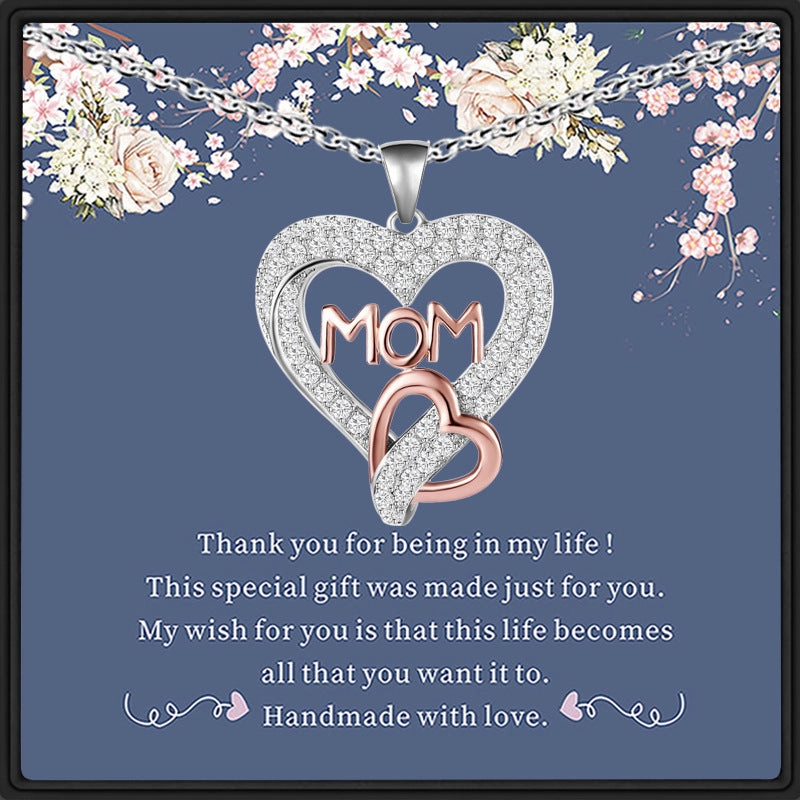 Wholesale Mother's Day Love Shaped Full Diamond Copper Necklaces