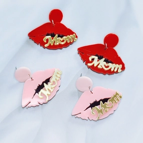 Wholesale Mother's Day MAMA Acrylic Lip Earrings