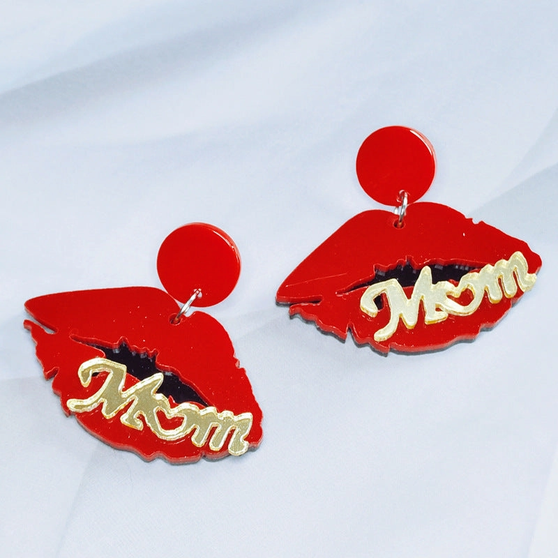 Wholesale Mother's Day MAMA Acrylic Lip Earrings