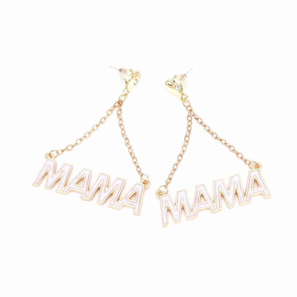 Wholesale Mother's Day MAMA Letter Alloy Earrings