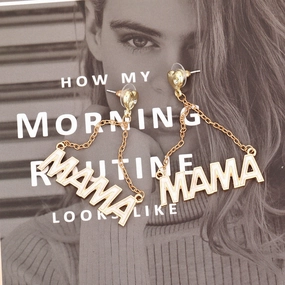 Wholesale Mother's Day MAMA Letter Alloy Earrings
