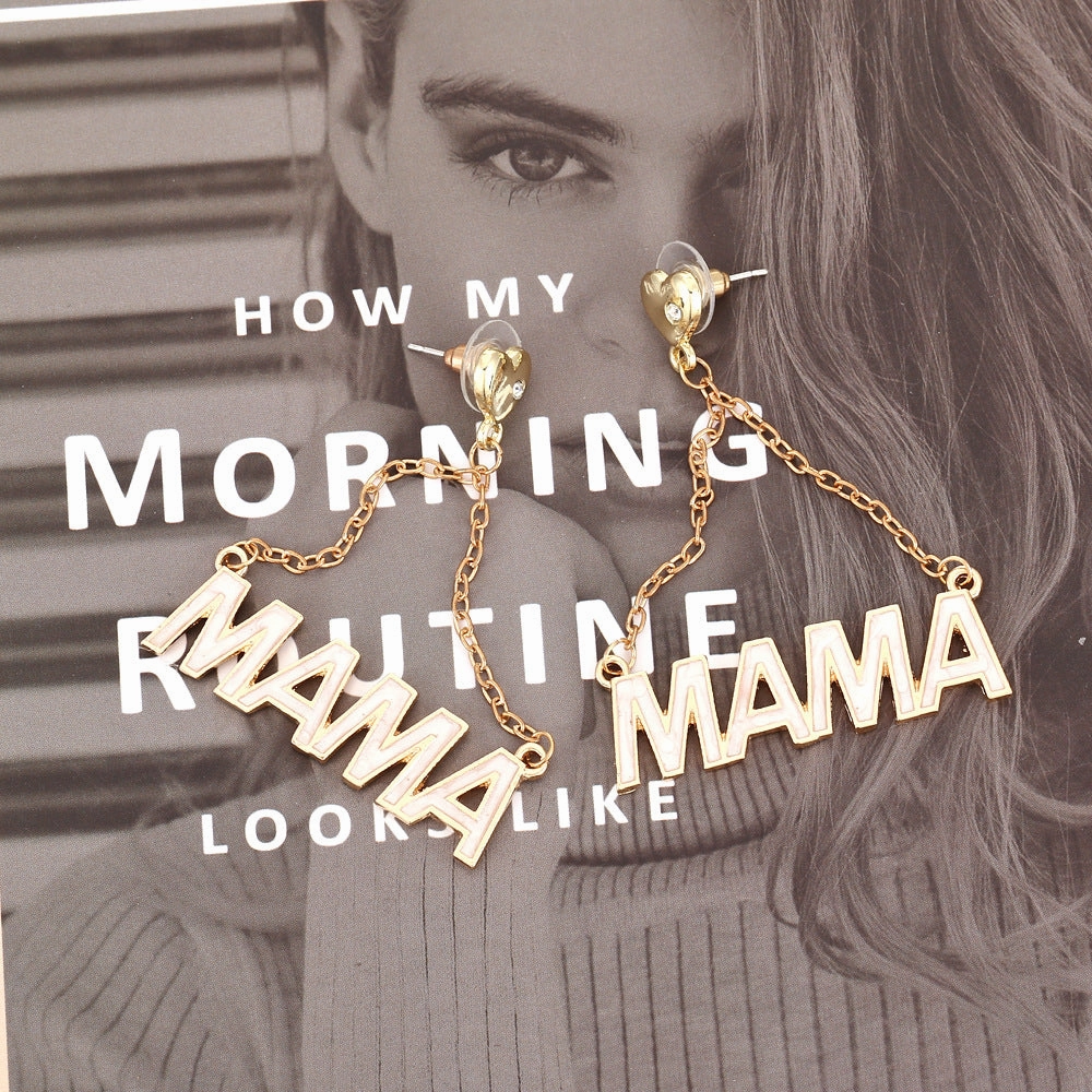 Wholesale Mother's Day MAMA Letter Alloy Earrings