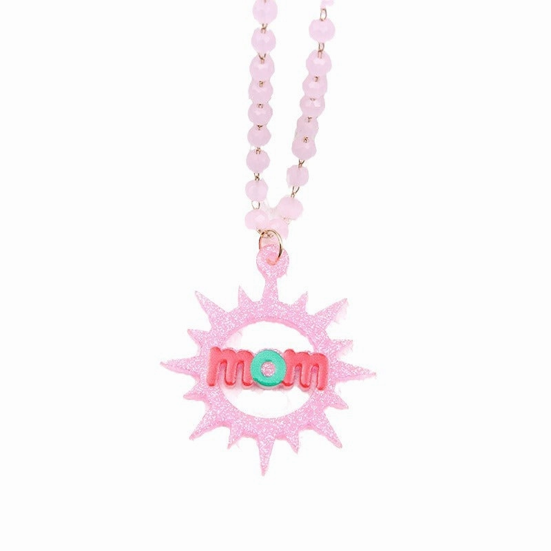 Wholesale Mother's Day Pink Love Irregular Acrylic Necklaces