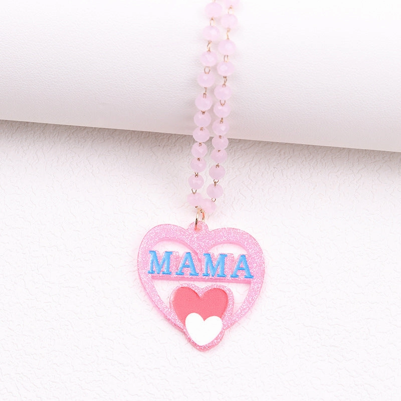 Wholesale Mother's Day Pink Love Irregular Acrylic Necklaces