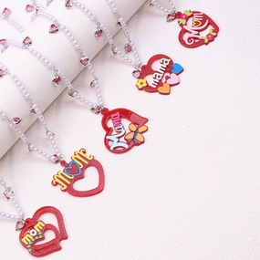 Wholesale Mother's Day Red Love Irregular Acrylic Necklaces