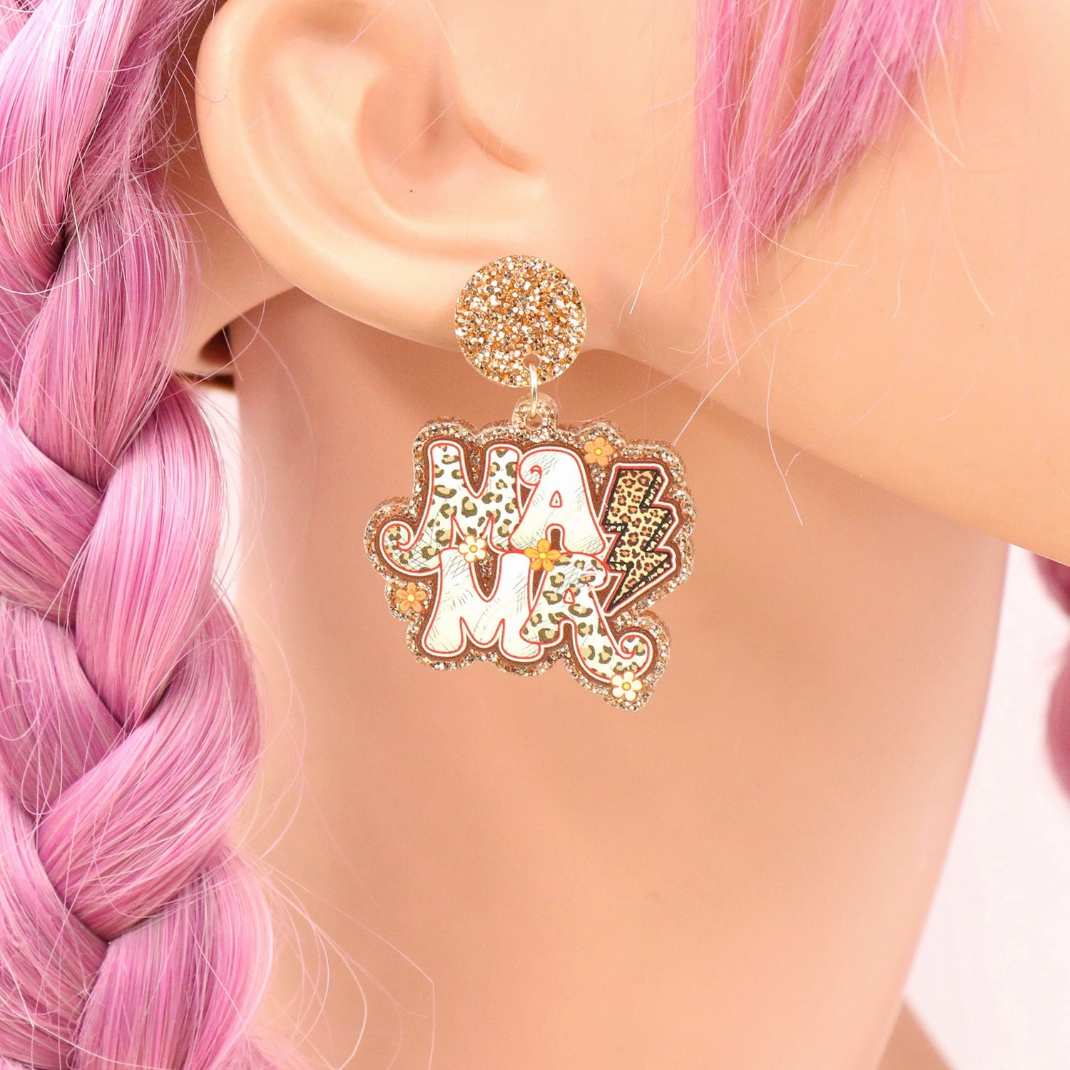 Wholesale Mother's Day Retro Leopard Pattern Acrylic Earrings