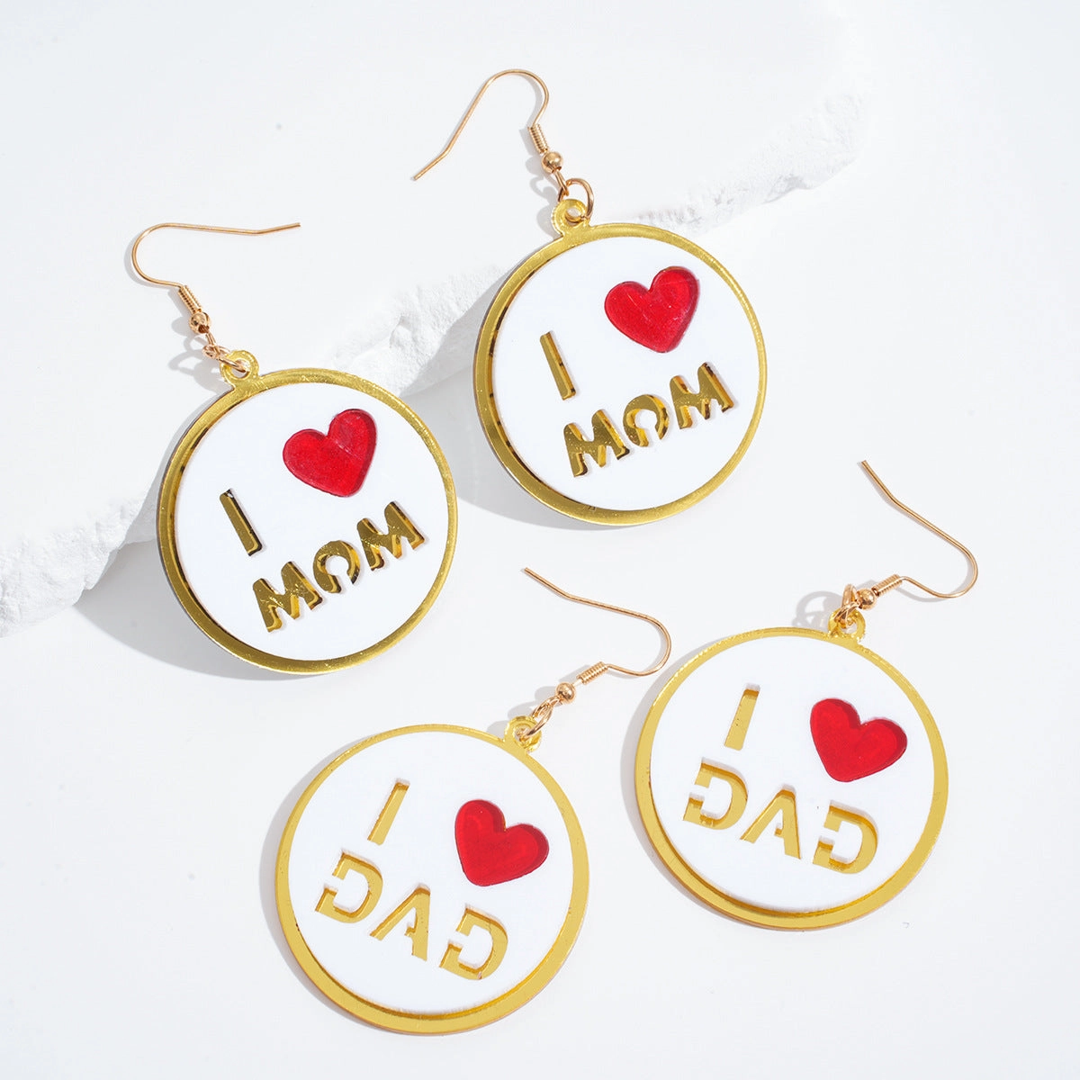 Wholesale Mother's Day Round Pendant Earrings Acrylic Earrings