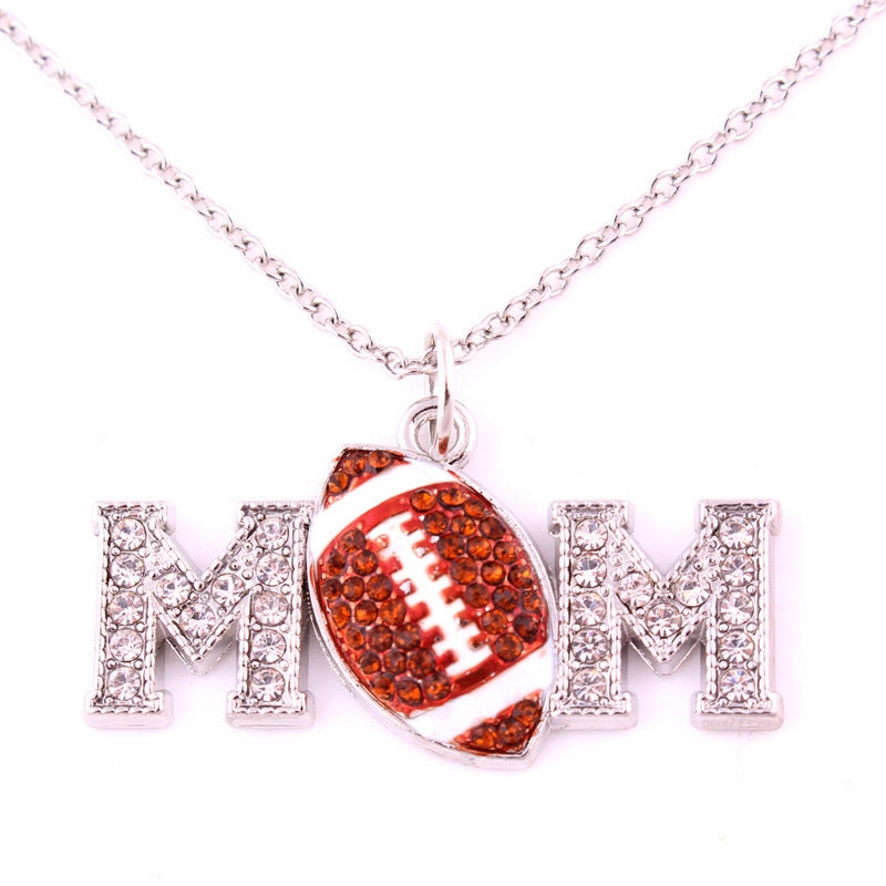Wholesale Mother's Day Rugby Letter Crystal Necklace