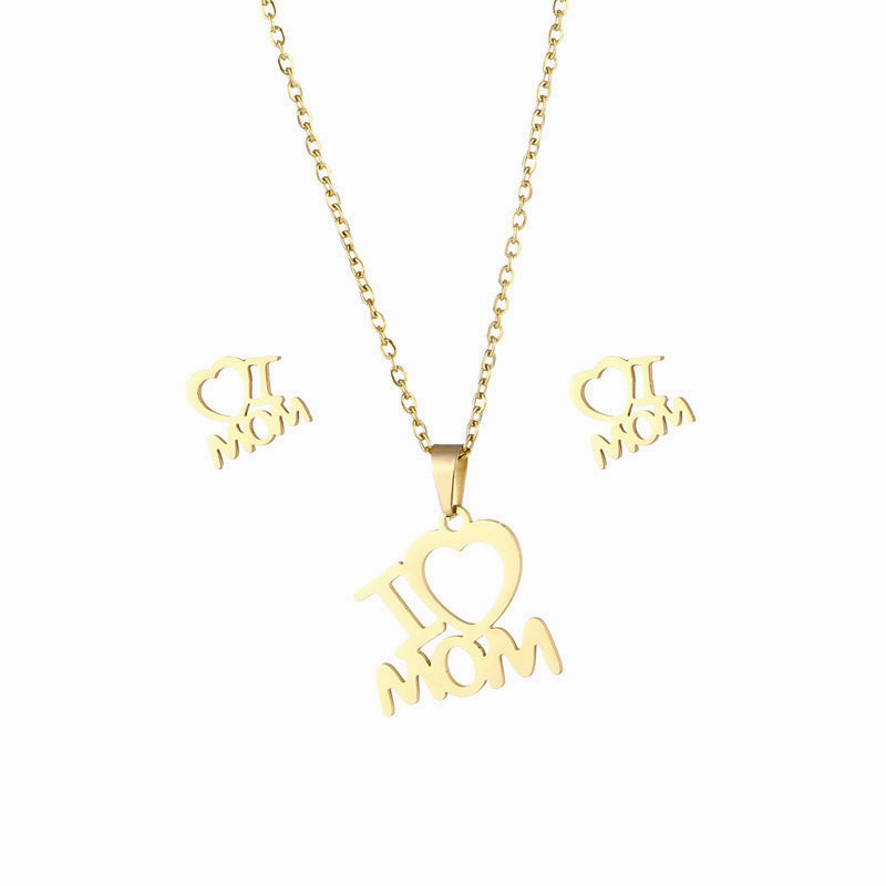 Wholesale Mother's Day Stainless Steel Earrings Jewelry Set