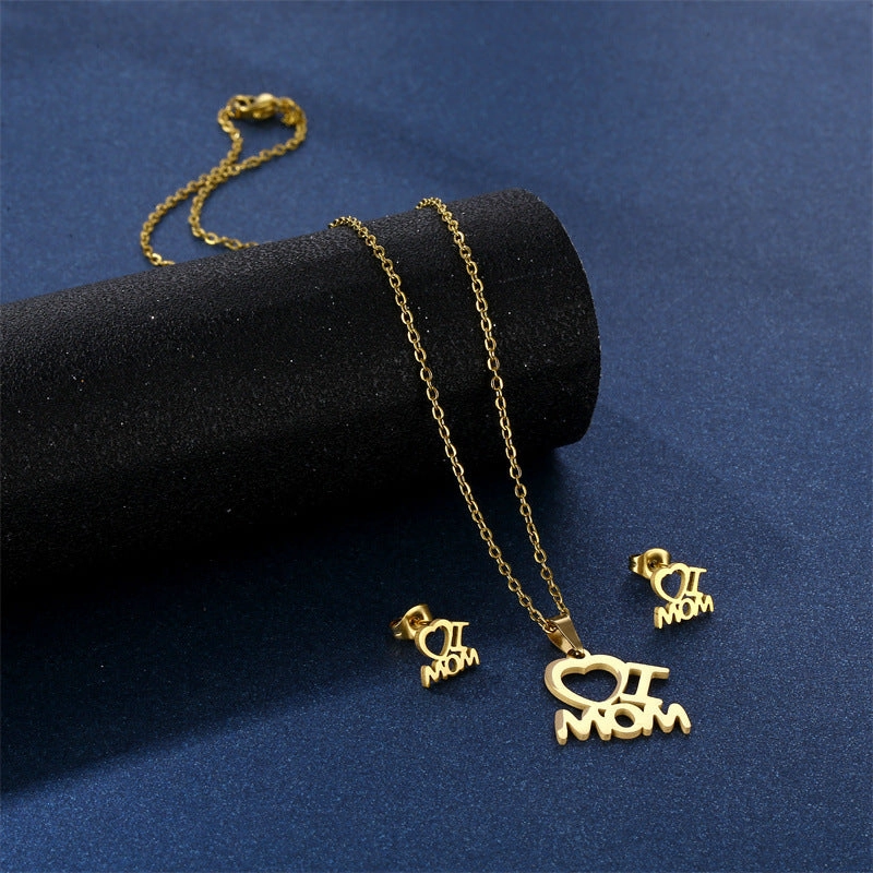 Wholesale Mother's Day Stainless Steel Earrings Jewelry Set