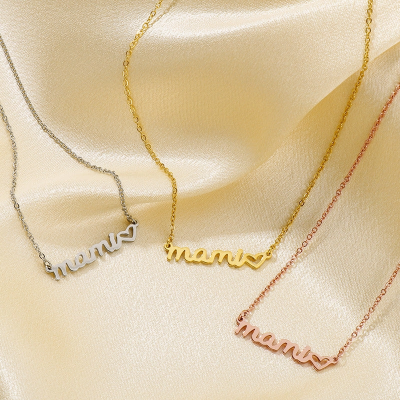Wholesale Mother's Day Titanium Heart-shaped Necklace Gift Set