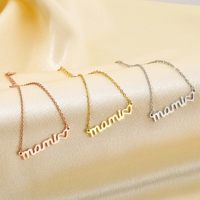 Wholesale Mother's Day Titanium Heart-shaped Necklace Gift Set