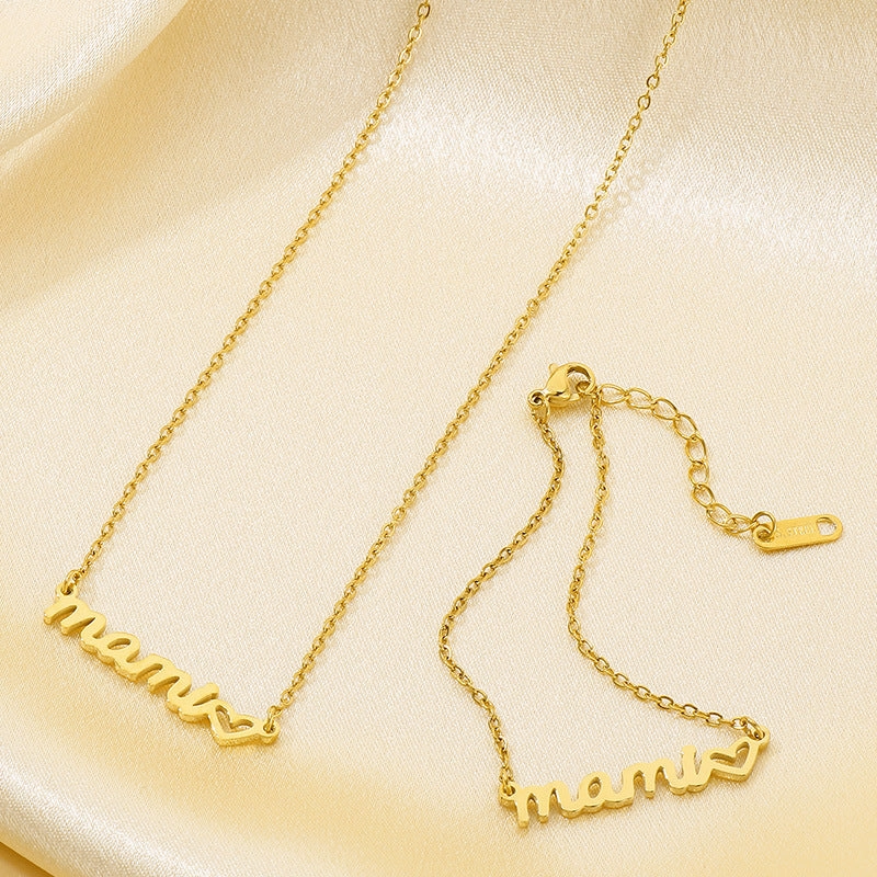 Wholesale Mother's Day Titanium Heart-shaped Necklace Gift Set