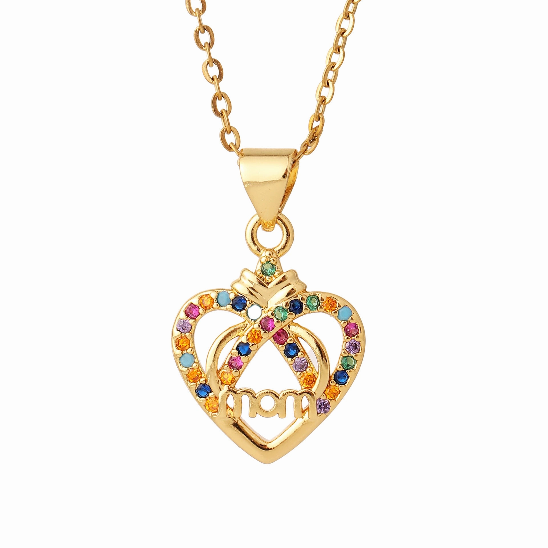 Wholesale Mother's Day Zircon Love Copper Necklaces