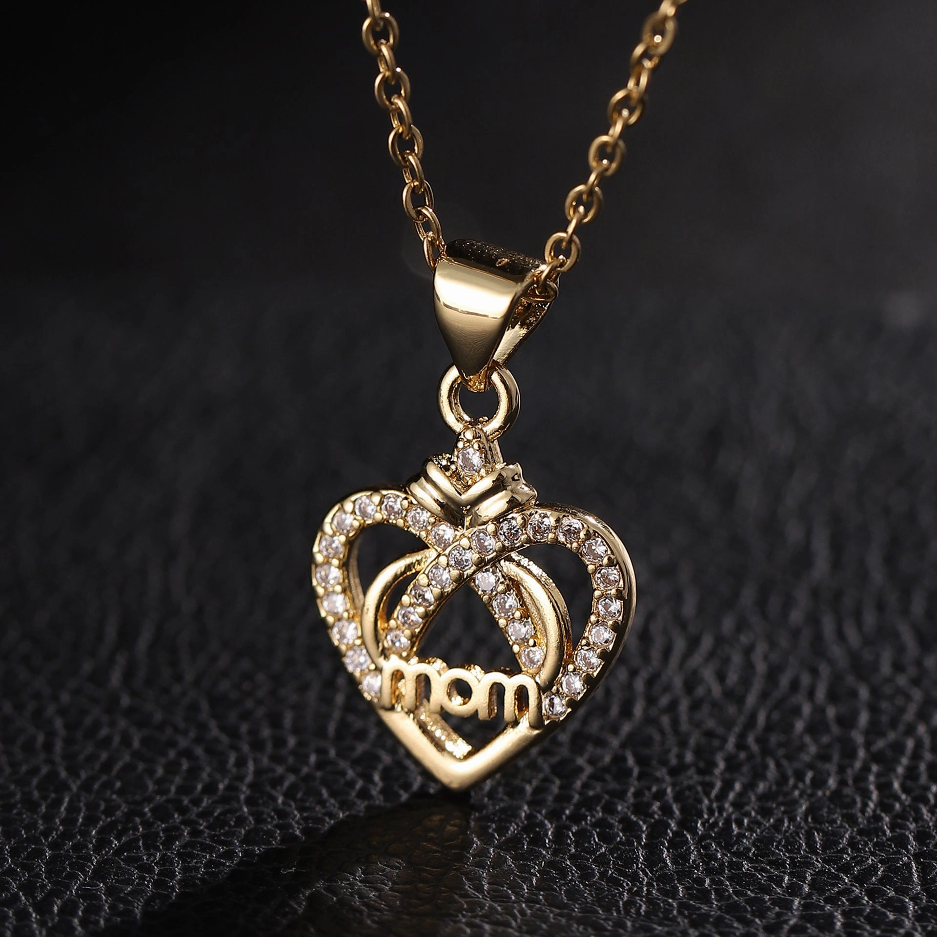 Wholesale Mother's Day Zircon Love Copper Necklaces