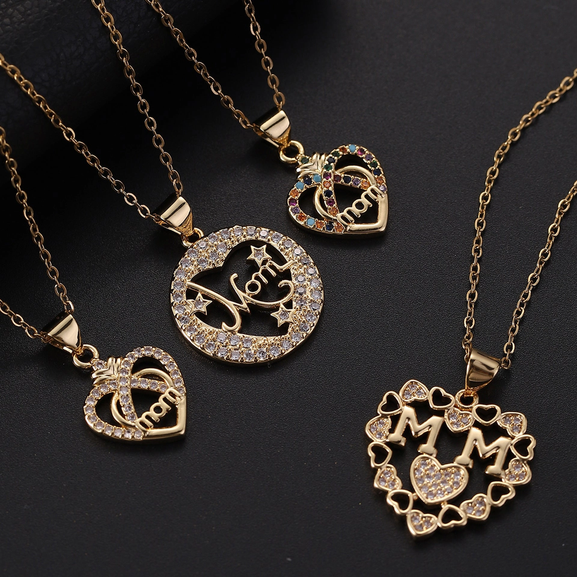 Wholesale Mother's Day Zircon Love Copper Necklaces