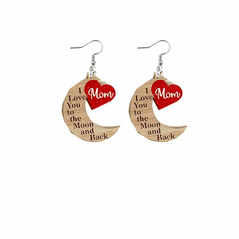 Wholesale Mother Water-saving Drop Shaped Love Wooden Earrings